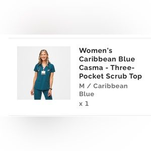 FIGS Caribbean blue three pocket scrub top size medium